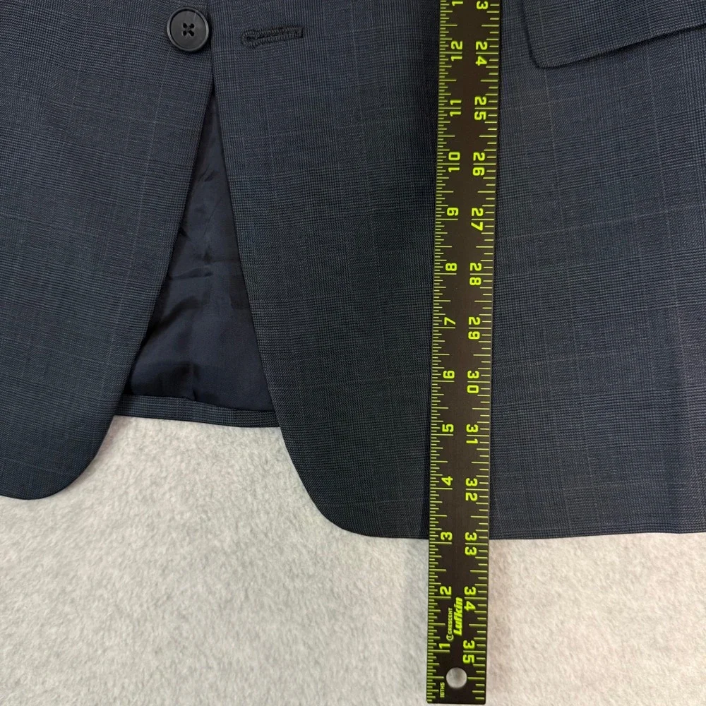 Hart Schaffner Marx Dillard's Mens 44R‎ Blazer Pure New Wool Glen Plaid Charcoal